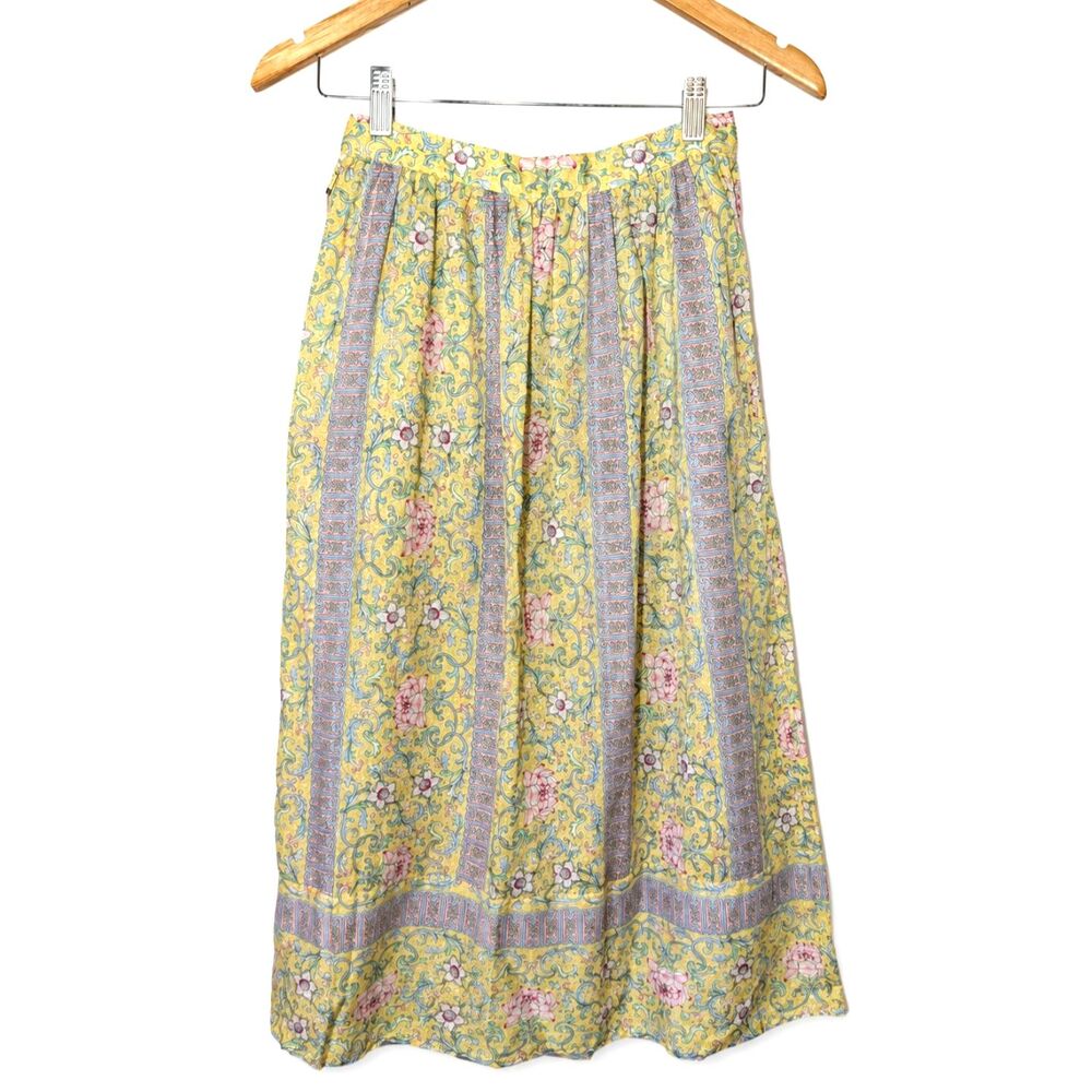 Vintage NWT Evelyn de Jonge Cotton Floral Midi Skirt 8 Cottagecore Prairie Boho - Picture 2 of 6